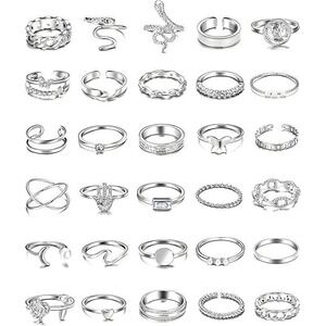 22 Silver Vintage Piece Stackable Knuckle Ring‎ Collection
